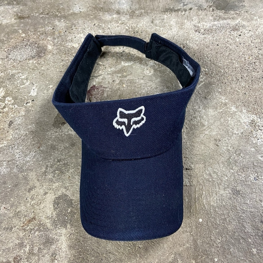 Vintage Y2K Fox Racing Visor Strap Back Adjustable Navy Embroidered Motor Cross